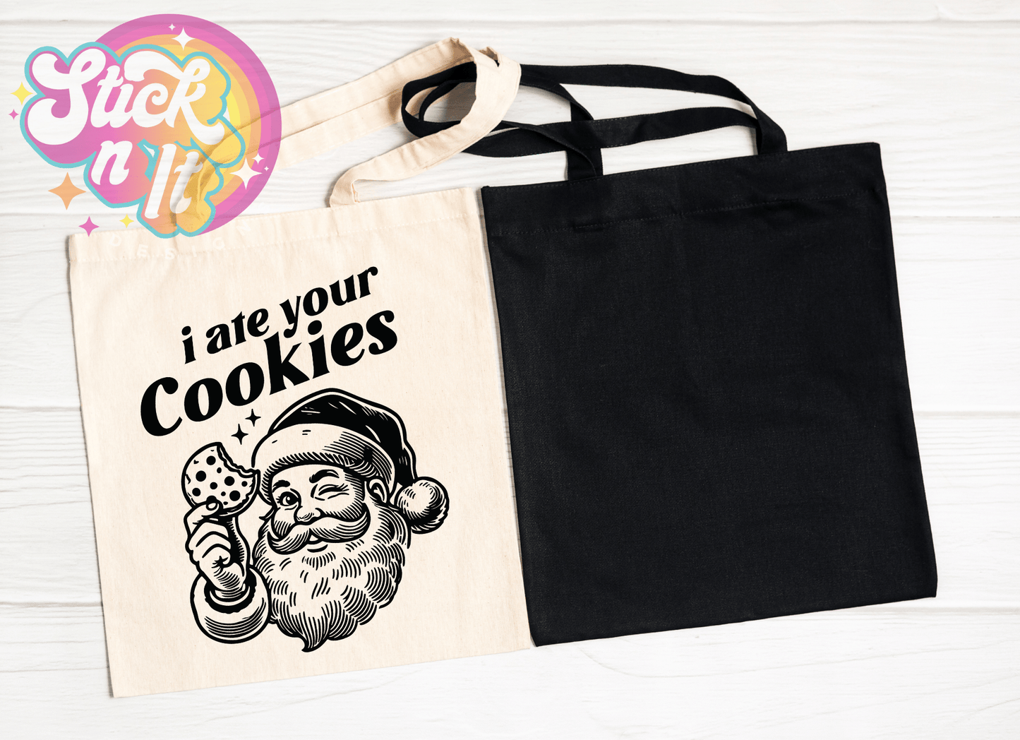 I ATE YOUR COOKIES SANTA REUSABLE TOTE BAG - Stick N It