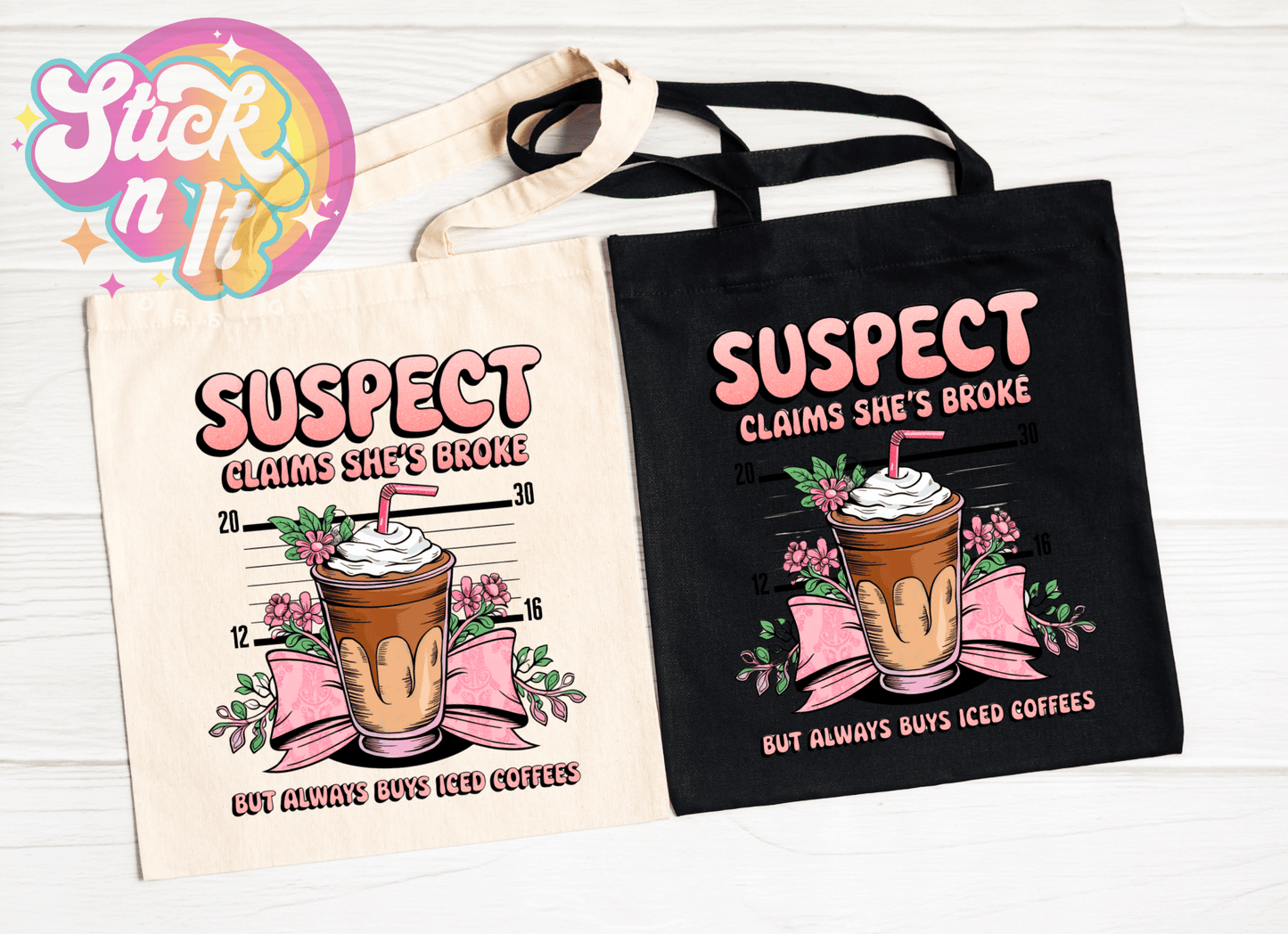 FUNNY SUSPECT REUSABLE TOTE BAGS - Stick N It