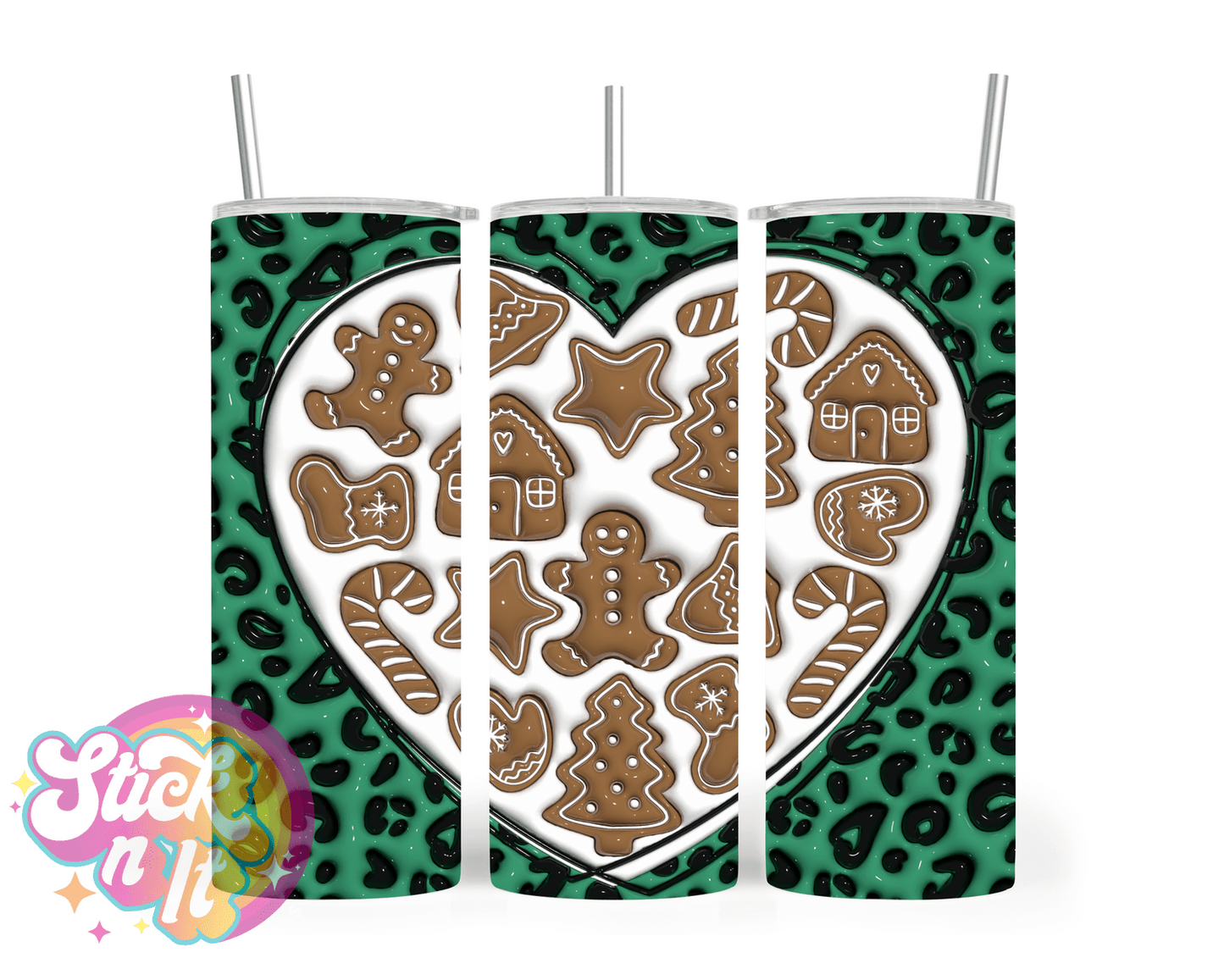GREEN HEART CHRISTMAS COOKIES INSULATED TUMBLER - Stick N It