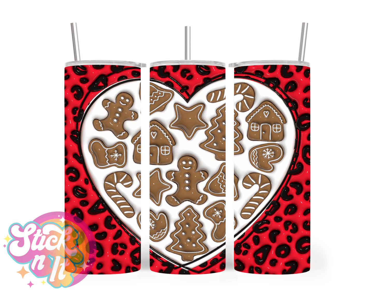 RED HEART CHRISTMAS COOKIES INSULATED TUMBLER - Stick N It