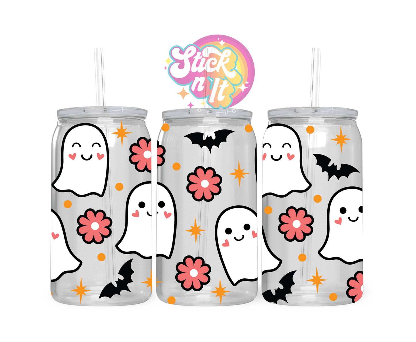 CUTE GHOST FLOWERY ACRYLIC CUP - Stick N It