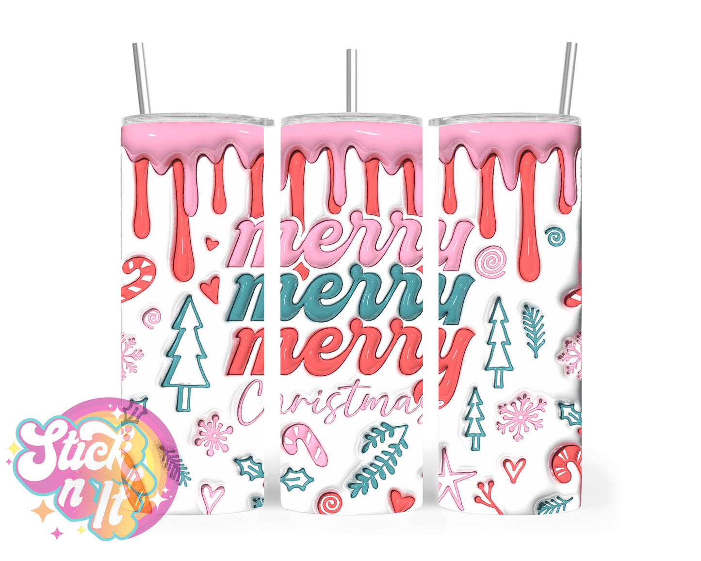 MERRY MERRY MERRY CHRISTMAS INSULATED TUMBLER - Stick N It
