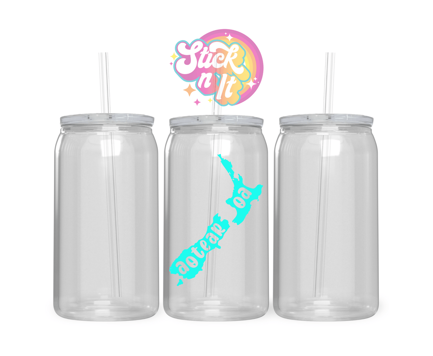 AOTEAROA NZ NAME ON MAP ACRYLIC CUP - Stick N It