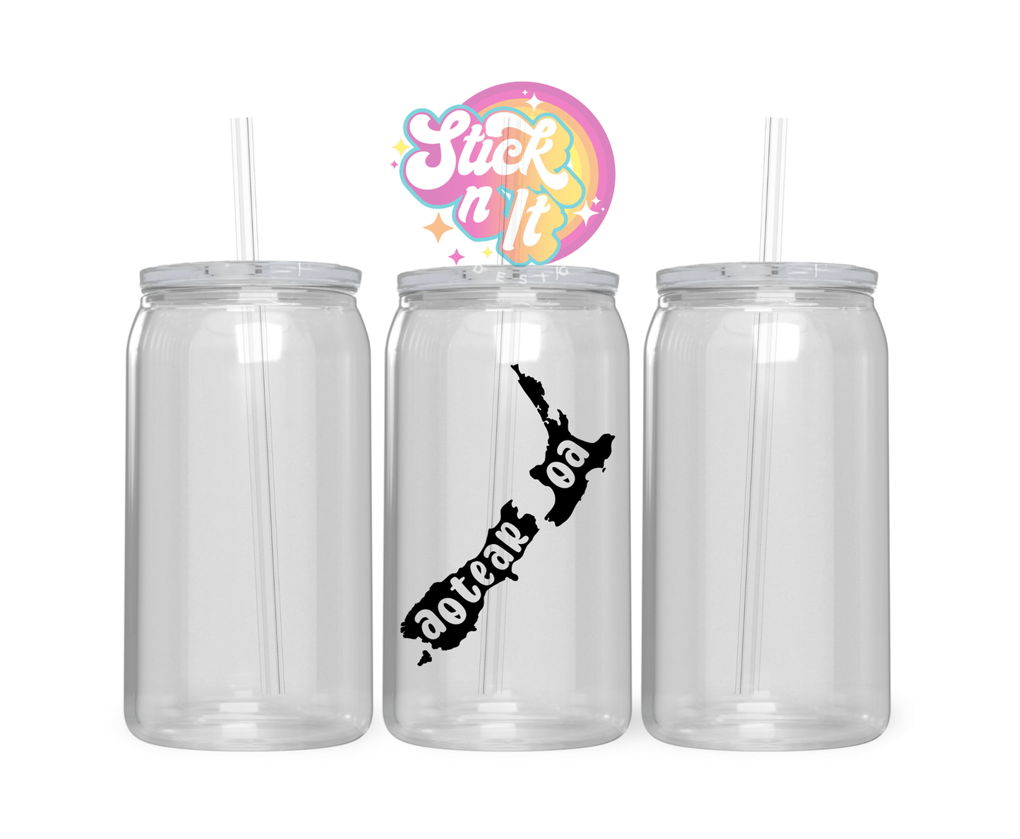AOTEAROA NZ NAME ON MAP ACRYLIC CUP - Stick N It