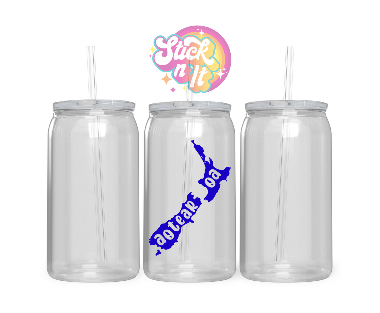 AOTEAROA NZ NAME ON MAP ACRYLIC CUP - Stick N It