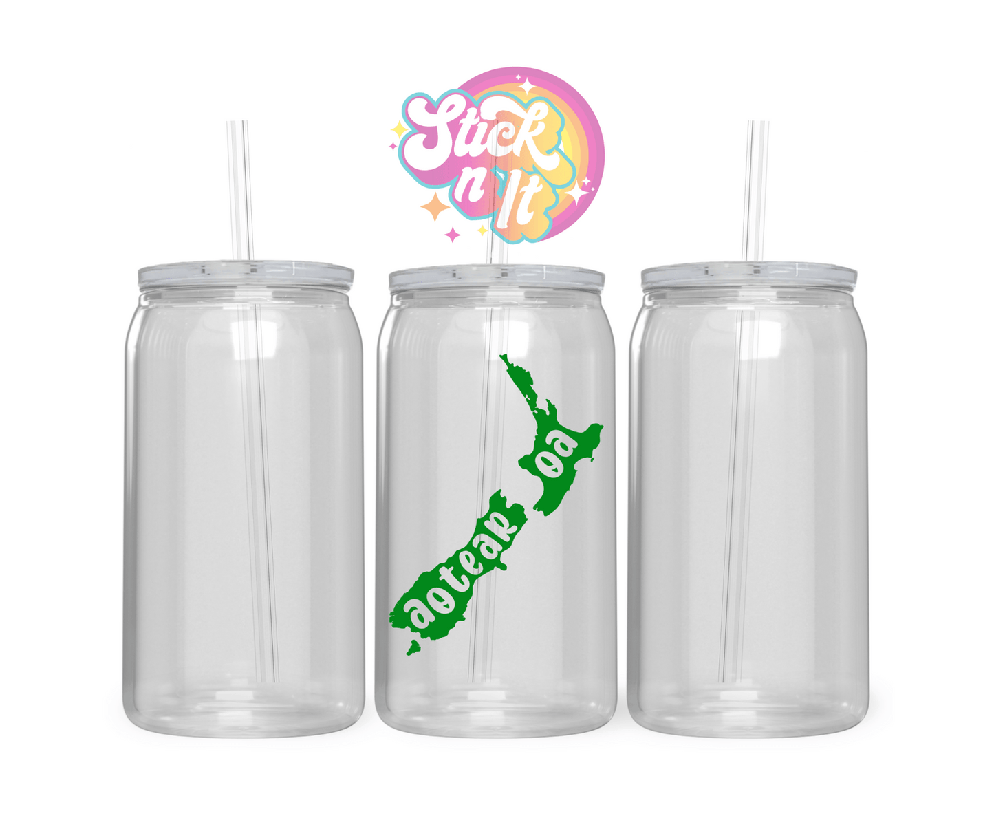 AOTEAROA NZ NAME ON MAP ACRYLIC CUP - Stick N It