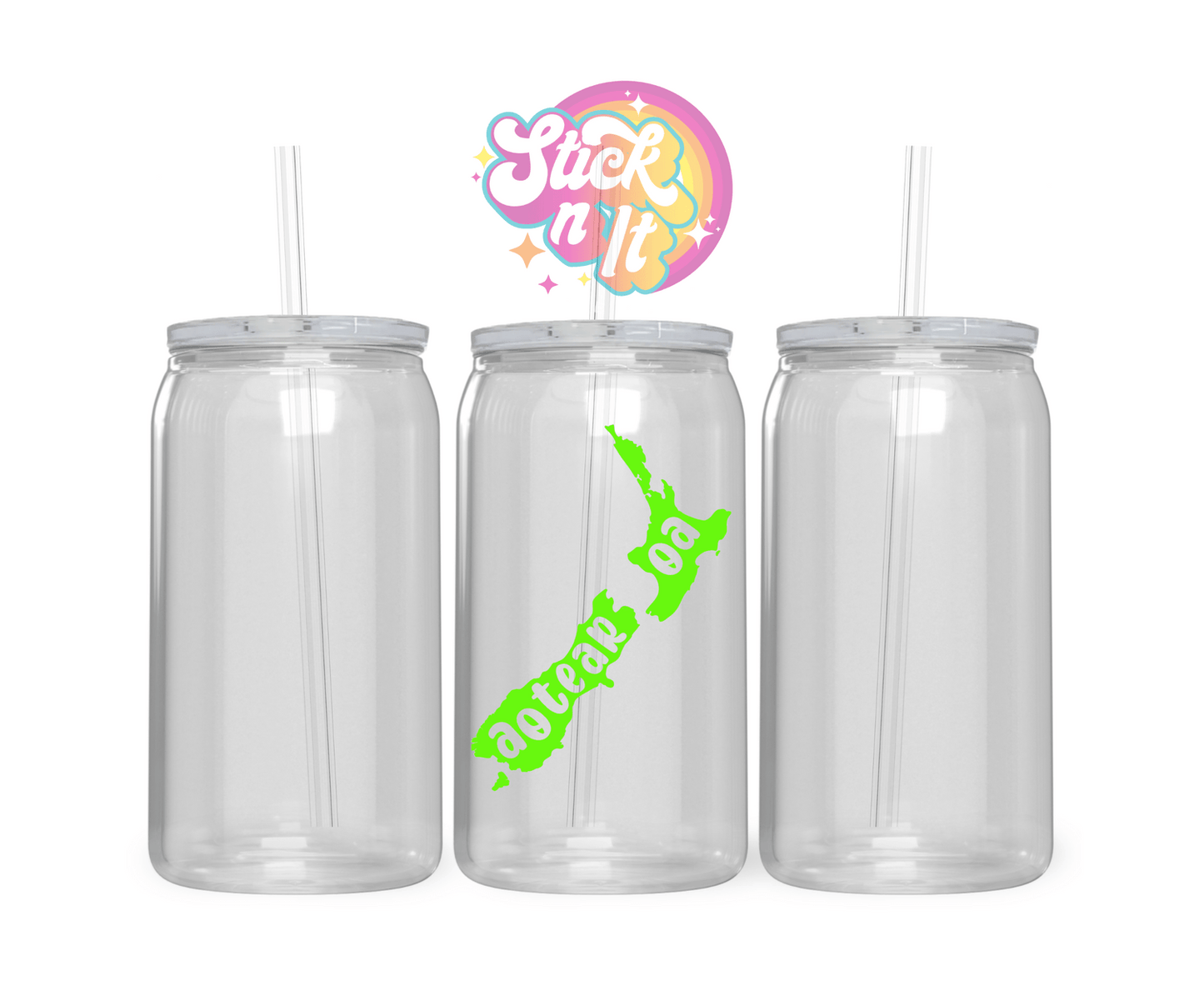 AOTEAROA NZ NAME ON MAP ACRYLIC CUP - Stick N It