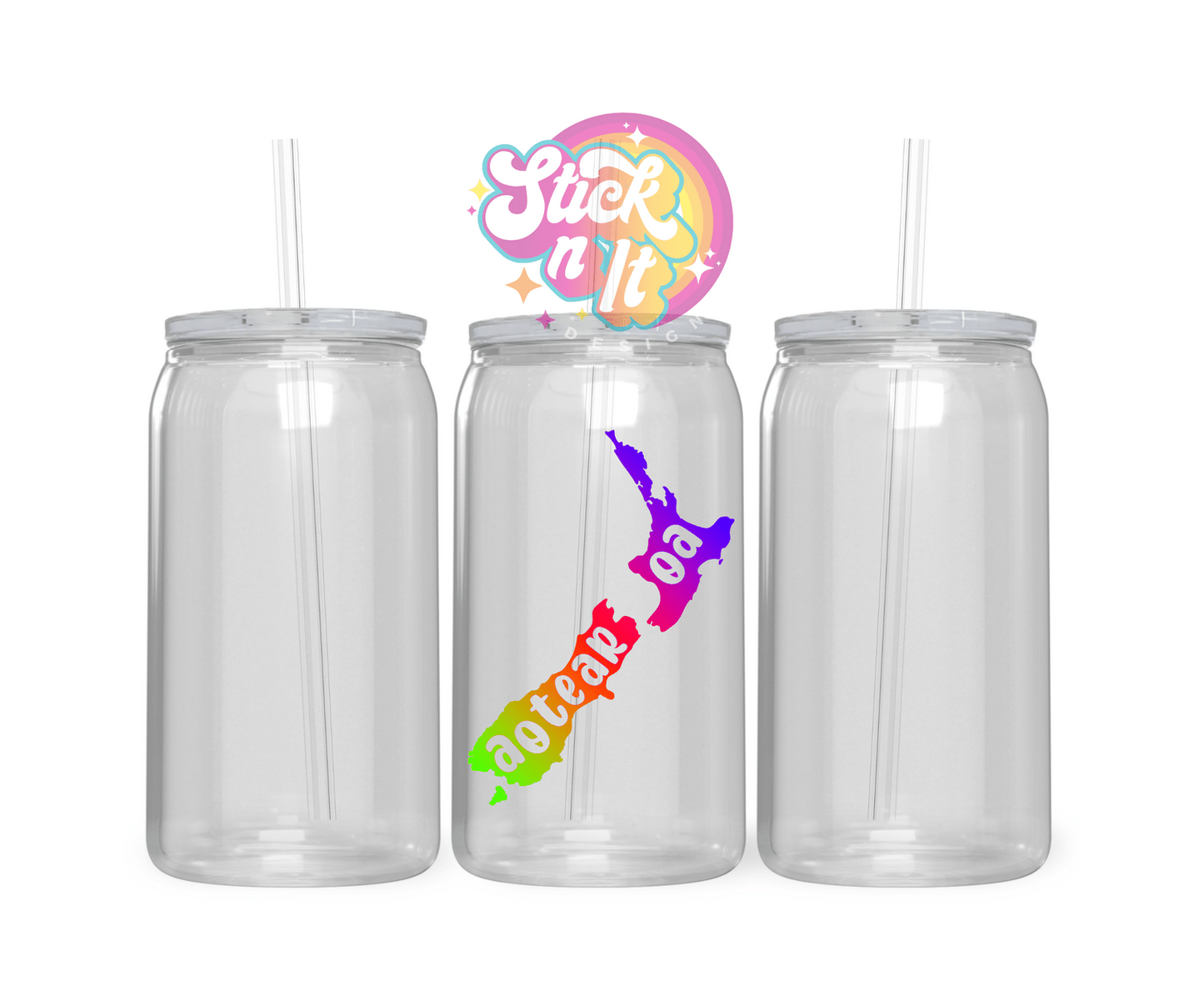 AOTEAROA NZ NAME ON MAP ACRYLIC CUP - Stick N It