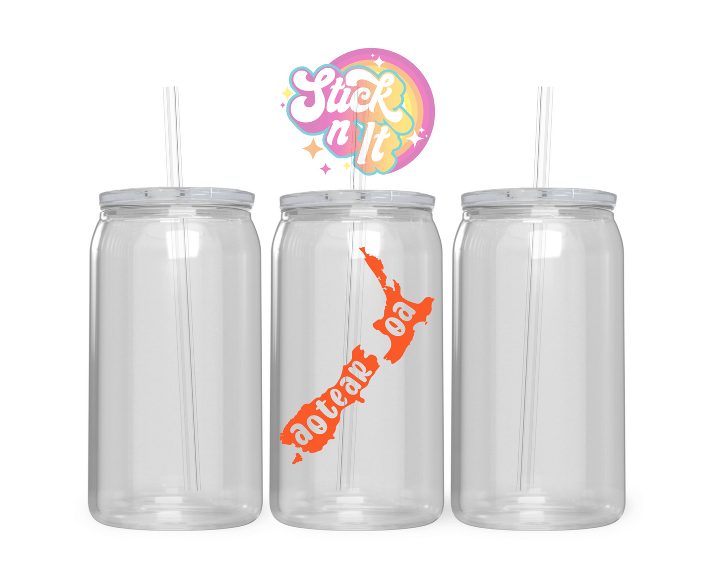 AOTEAROA NZ NAME ON MAP ACRYLIC CUP - Stick N It