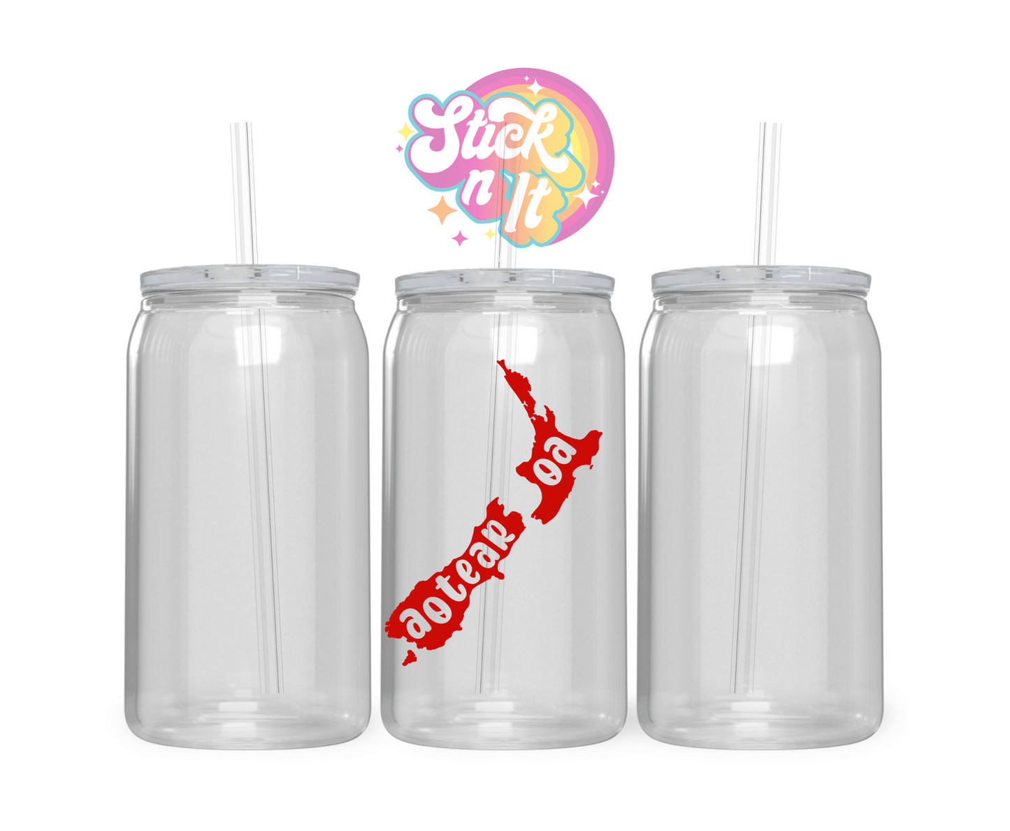 AOTEAROA NZ NAME ON MAP ACRYLIC CUP - Stick N It