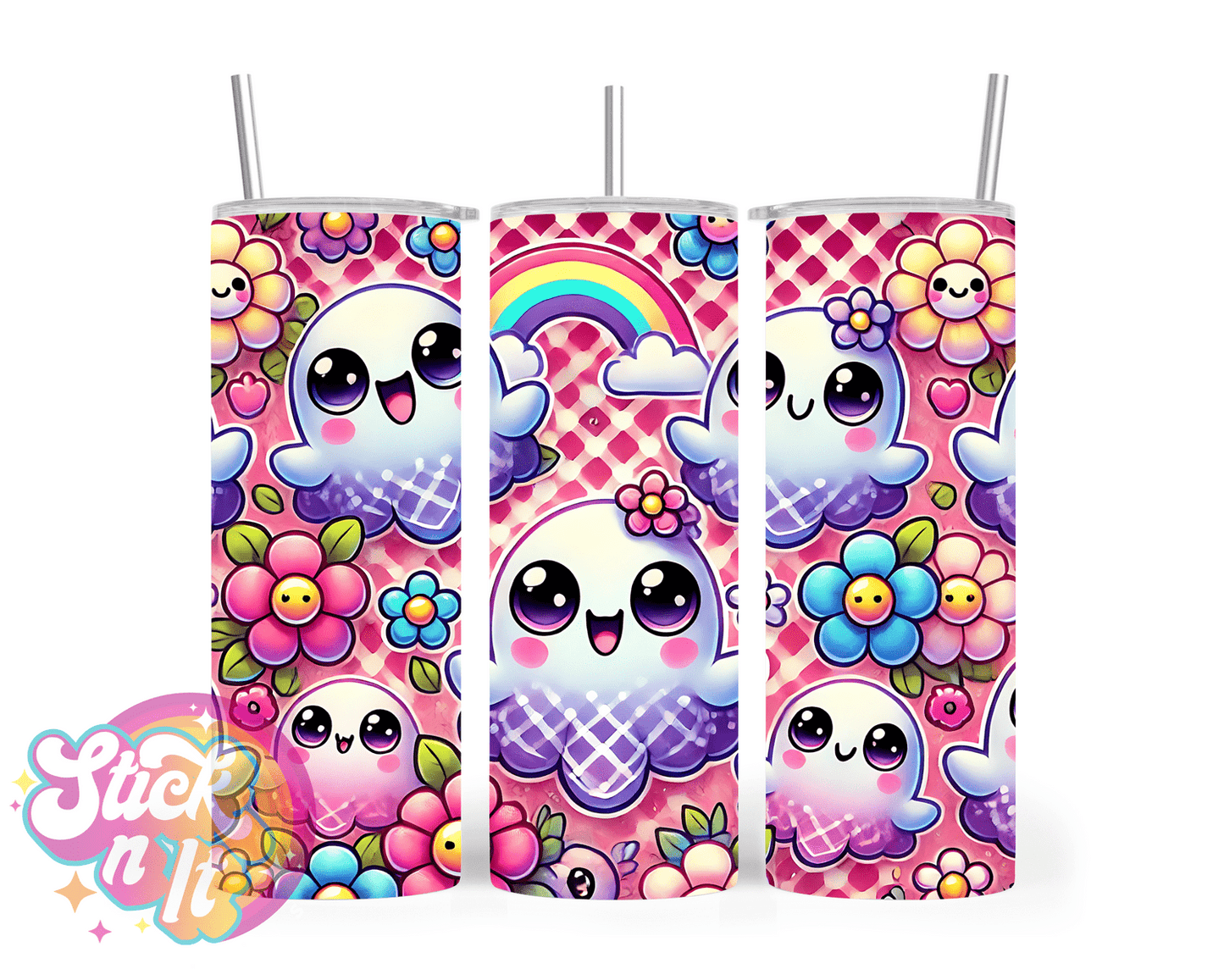 CUTE RAINBOW GHOSTS INSULATED TUMBLER - Stick N It