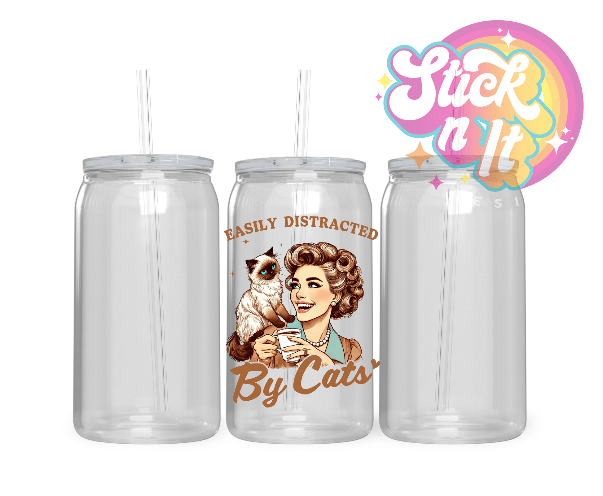 EASILY DISTRACTED BY CATS ACRYLIC TUMBLER - Stick N It