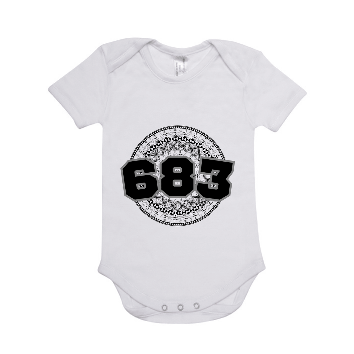 NIUE | 683 | ORGANIC COTTON ONESIE | BLACK DESIGN - Stick N It