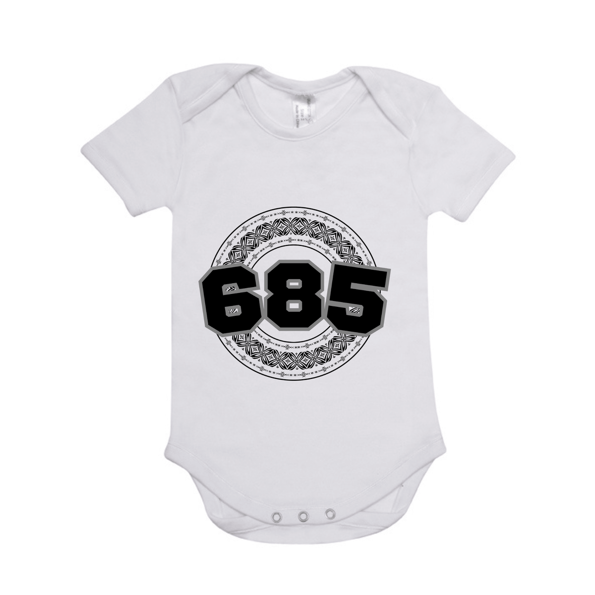 SAMOA | 685 | ORGANIC COTTON ONESIE | BLACK DESIGN - Stick N It
