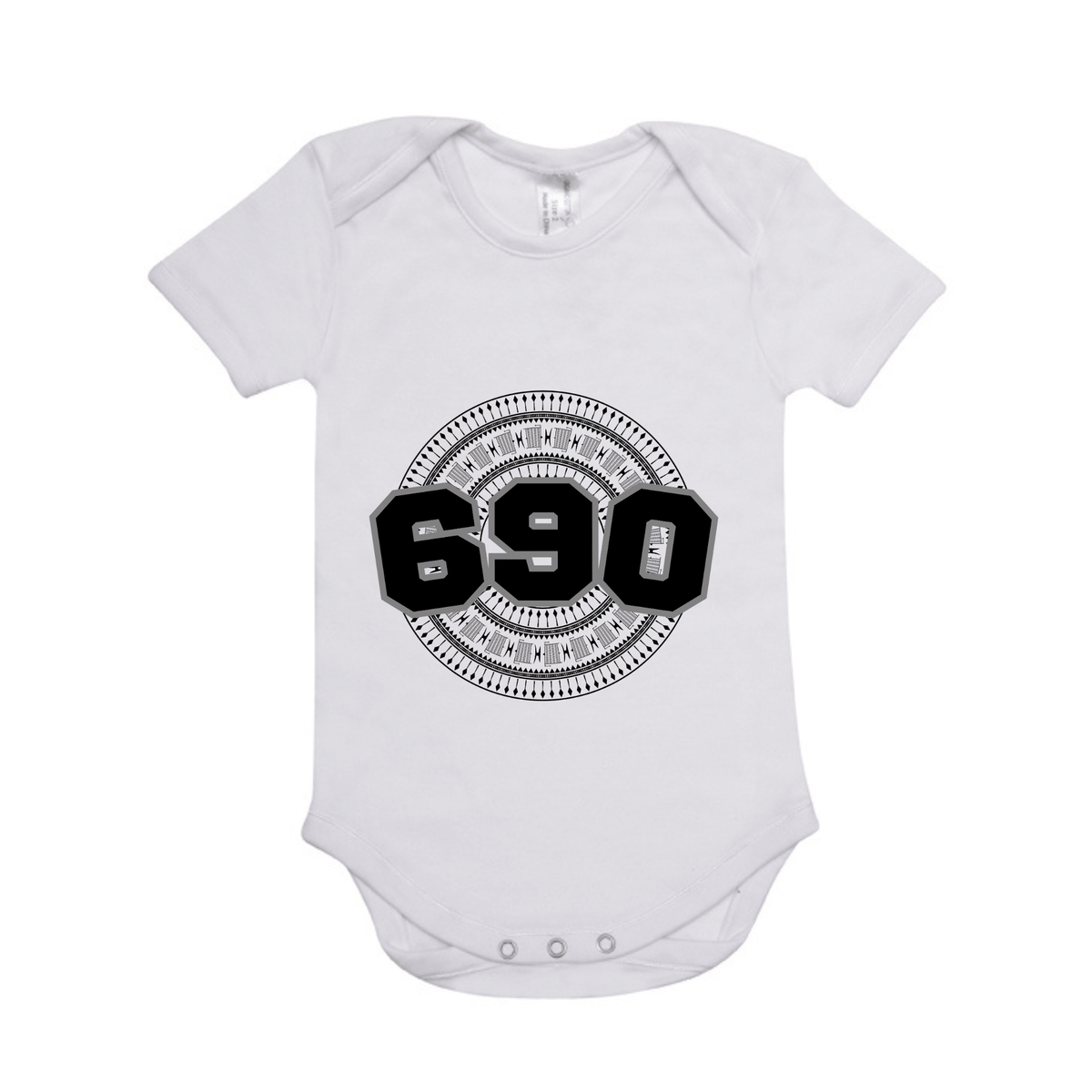 TOKELAU | 690 | ORGANIC COTTON ONESIE | BLACK DESIGN - Stick N It