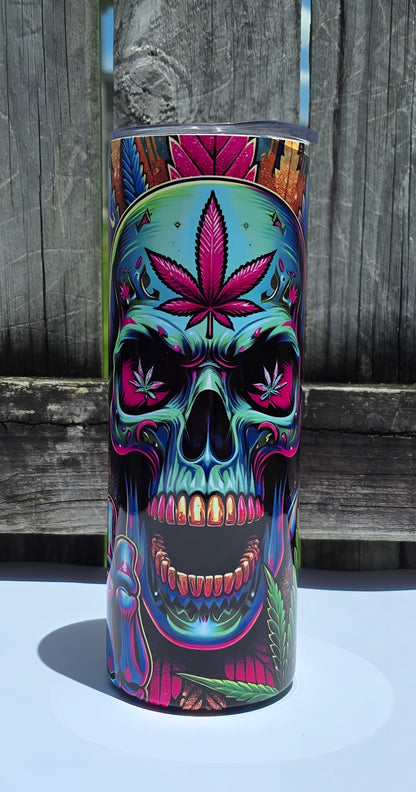 COLOURFUL SKULL WEED INSULATED TUMBLER - Stick N It