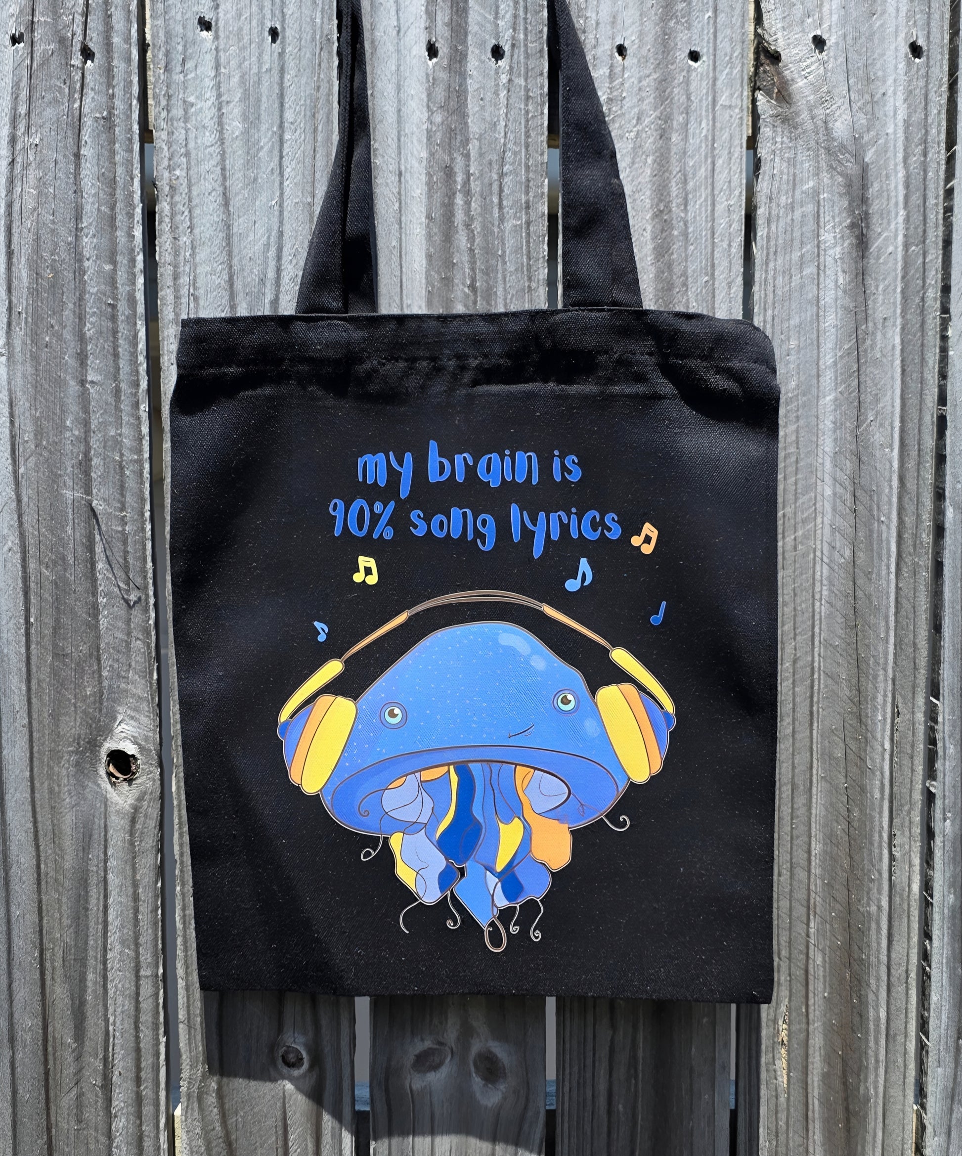 MY BRAIN IS 90% SONG LYRICS REUSABLE TOTE BAG - Stick N It