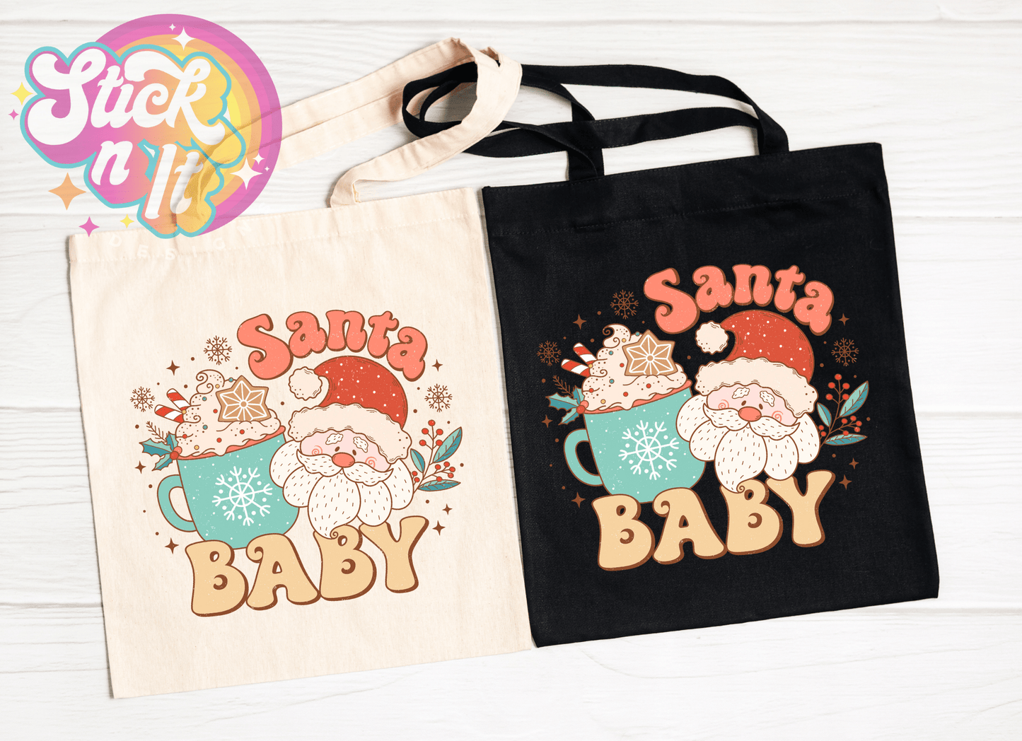 SANTA BABY REUSABLE TOTE BAG - Stick N It