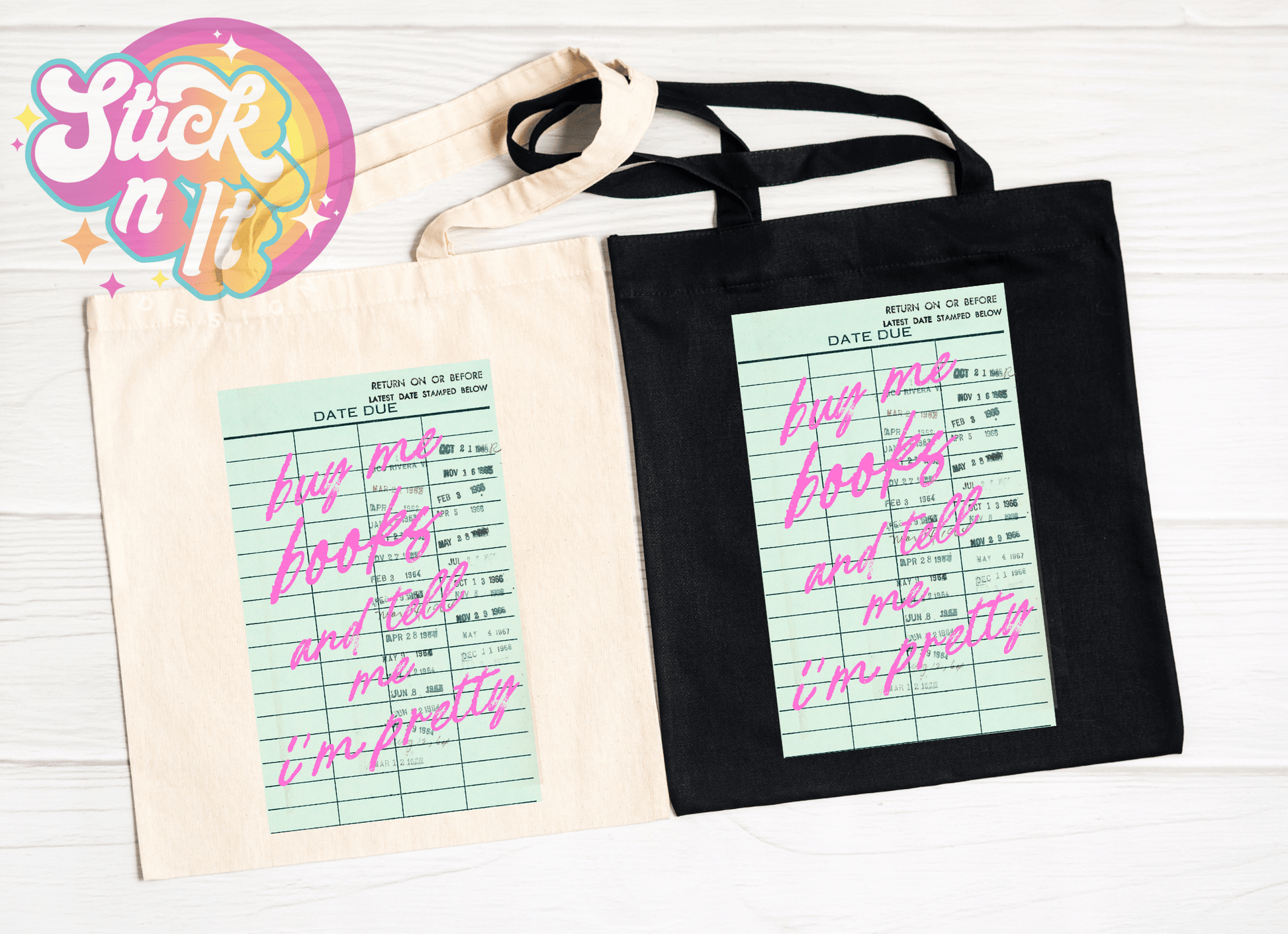 LIBRARY CARD REUSABLE TOTE BAGS - Stick N It