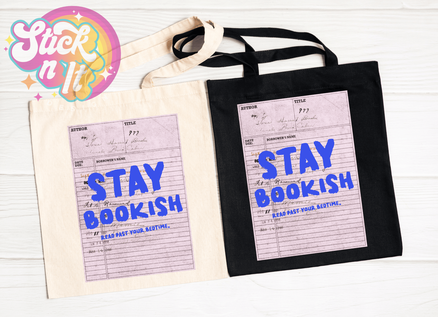 LIBRARY CARD REUSABLE TOTE BAGS - Stick N It