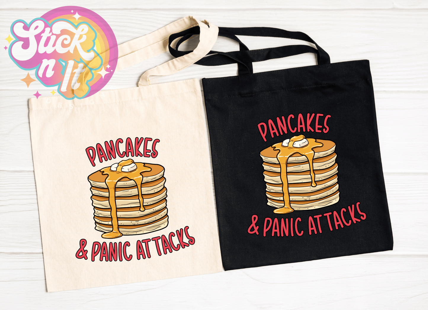 PANCAKES & PANIC ATTACKS REUSABLE TOTE BAG - Stick N It