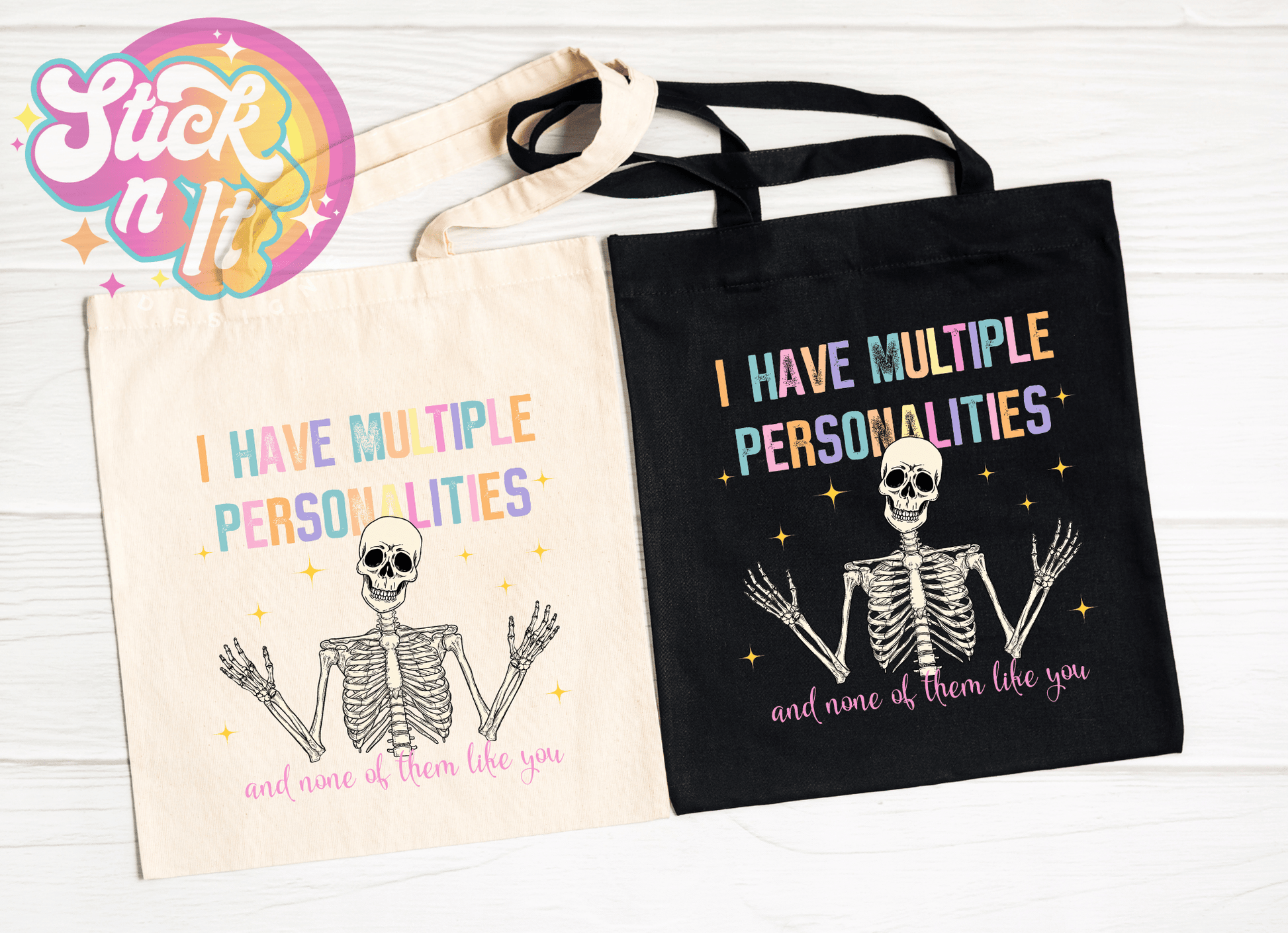 MULTIPLE PERSONALITIES REUSABLE TOTE BAG - Stick N It