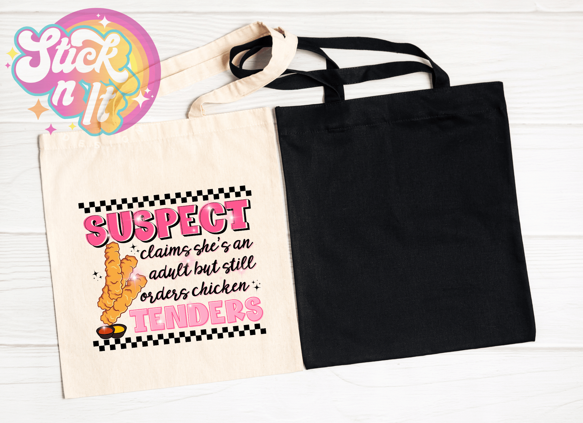 FUNNY SUSPECT REUSABLE TOTE BAGS - Stick N It