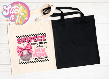 FUNNY SUSPECT REUSABLE TOTE BAGS - Stick N It
