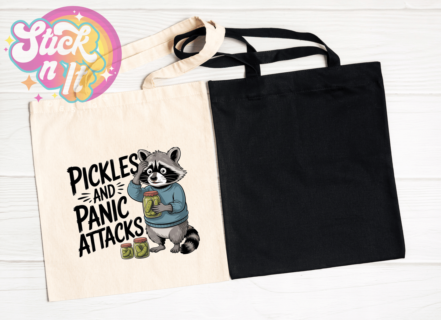 PICKLES AND PANIC ATTACKS REUSABLE TOTE BAG - Stick N It