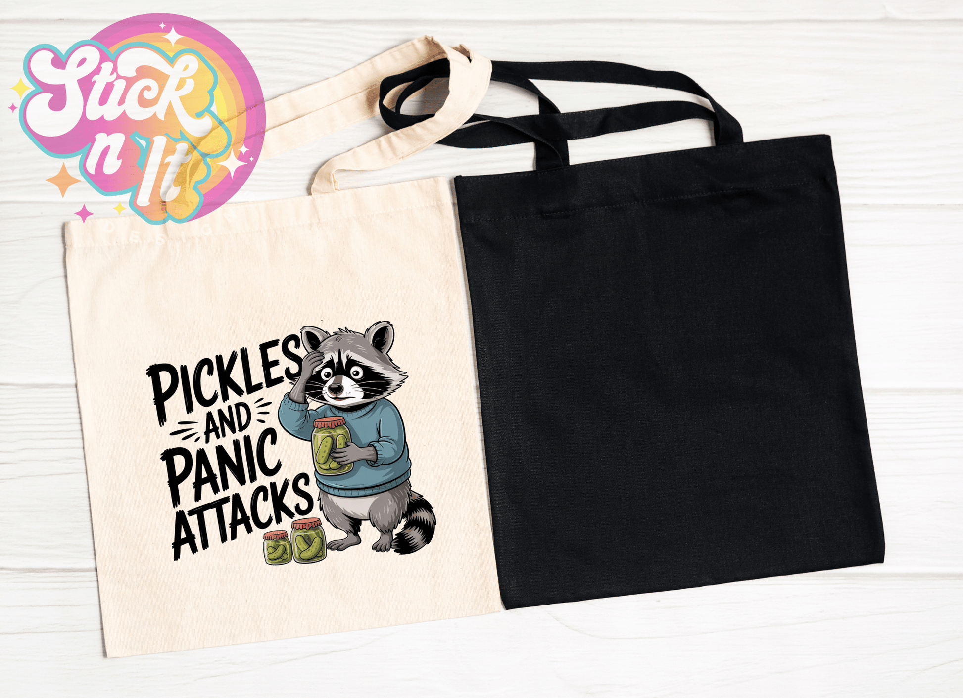 PICKLES AND PANIC ATTACKS REUSABLE TOTE BAG - Stick N It
