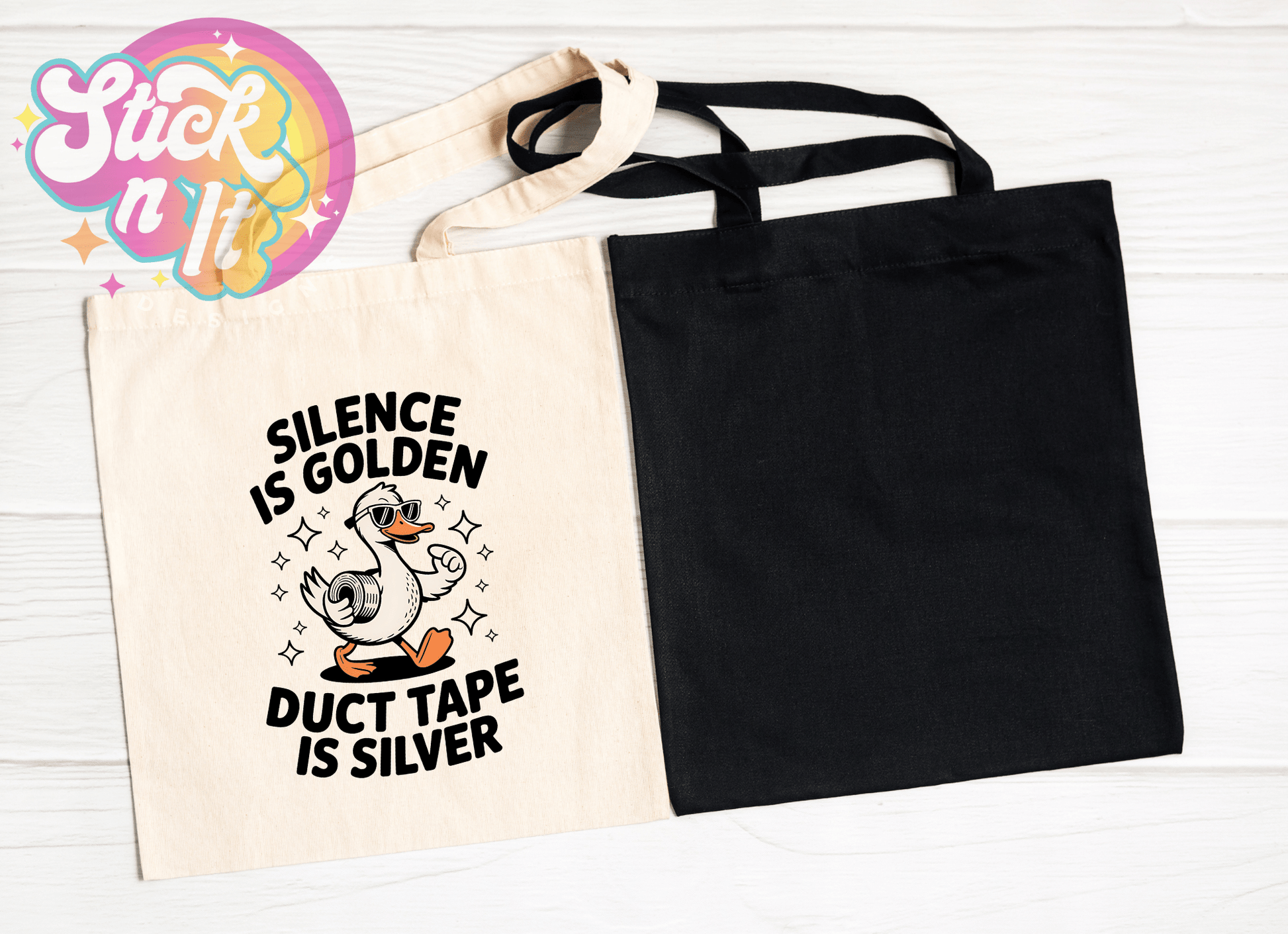 SILENCE IS GOLDEN REUSABLE TOTE BAG - Stick N It