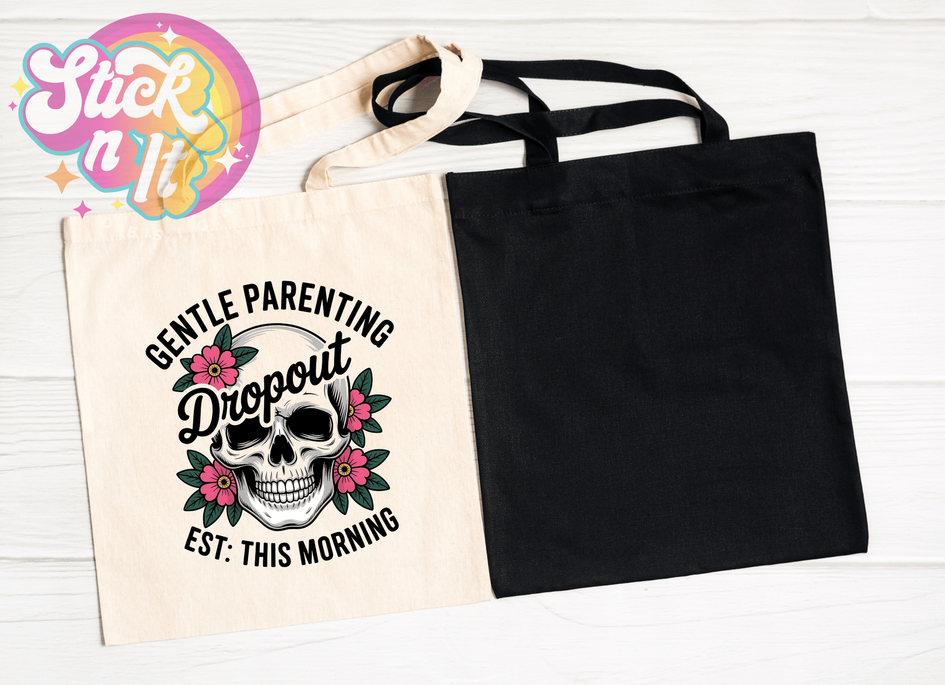 Natural coloured tote bag with skeleton design saying I believe in holding grudges