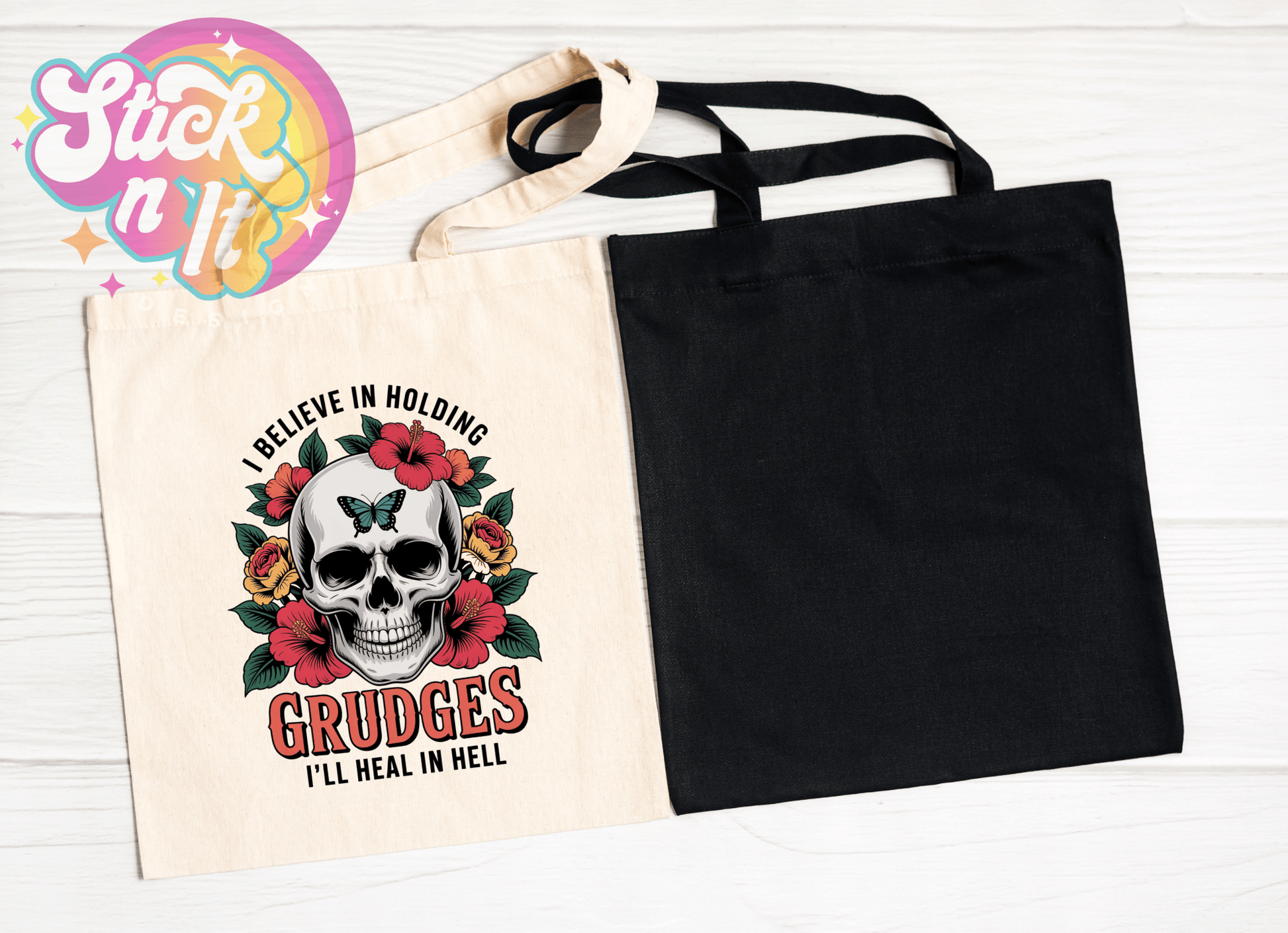 HOLDING GRUDGES REUSABLE TOTE BAG - Stick N It