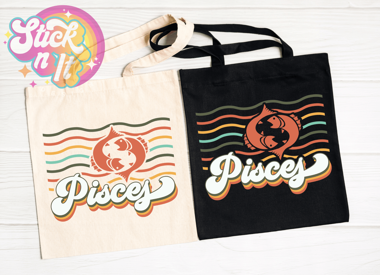 RETRO STYLE ZODIAC REUSABLE TOTE BAGS - Stick N It