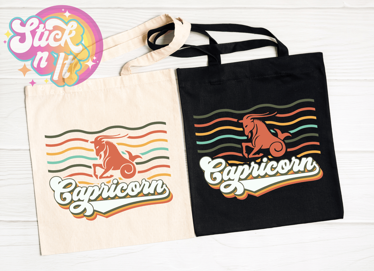 RETRO STYLE ZODIAC REUSABLE TOTE BAGS - Stick N It