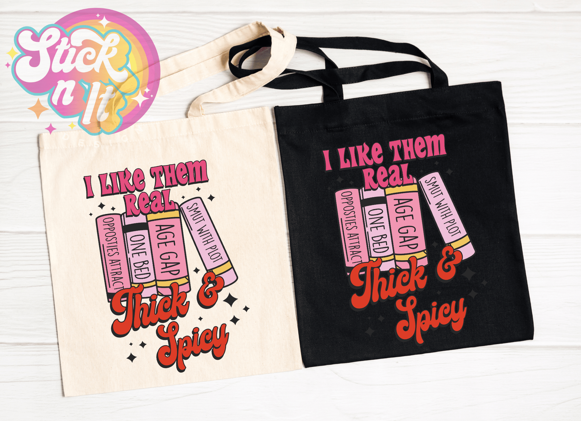 SPICY BOOKISH REUSABLE TOTE BAGS - Stick N It