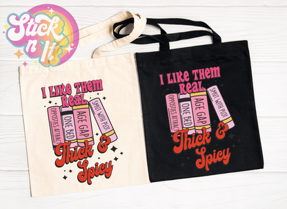 SPICY BOOKISH REUSABLE TOTE BAGS - Stick N It