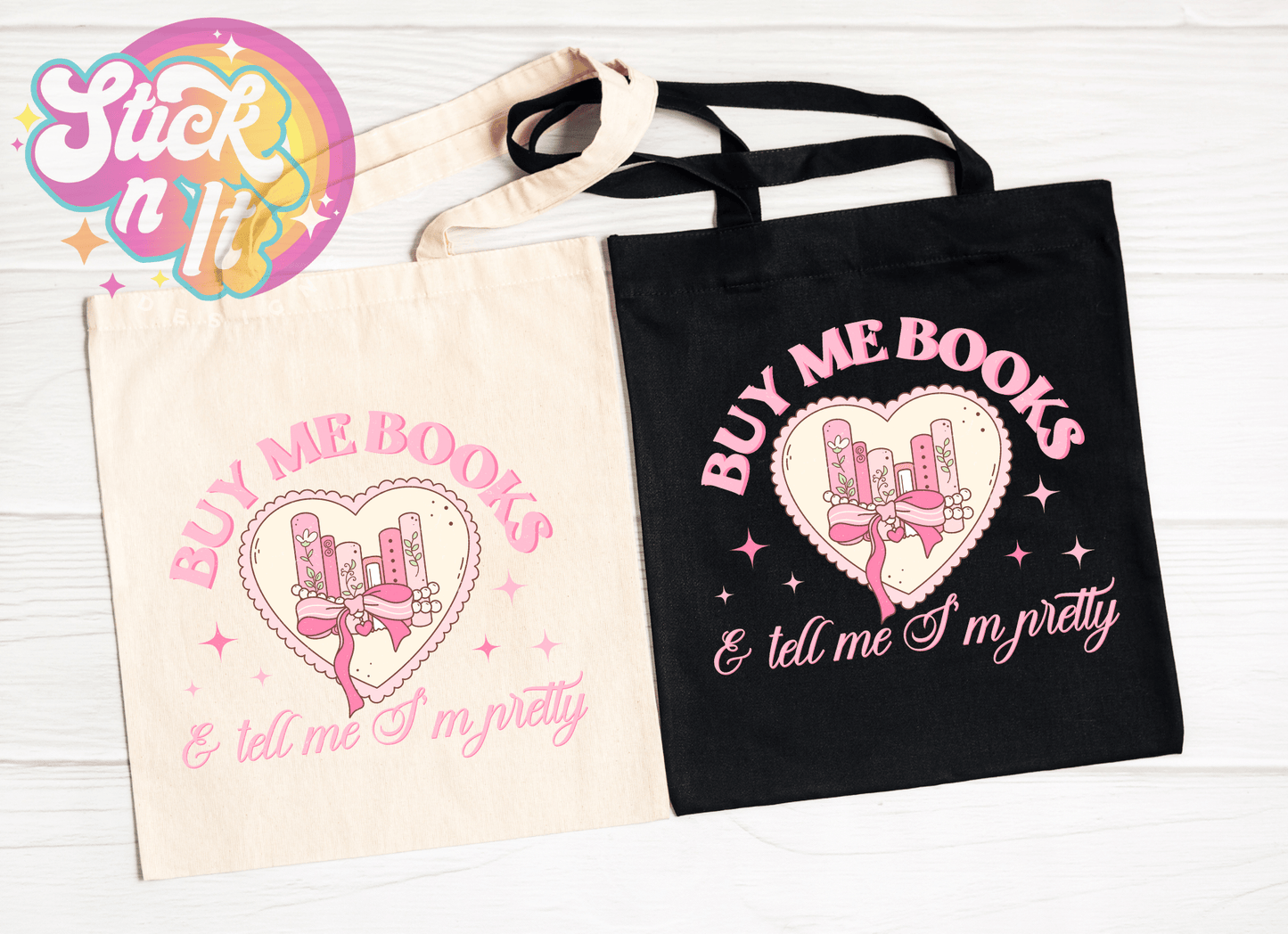 PRETTY BOOKISH REUSABLE TOTE BAGS - Stick N It