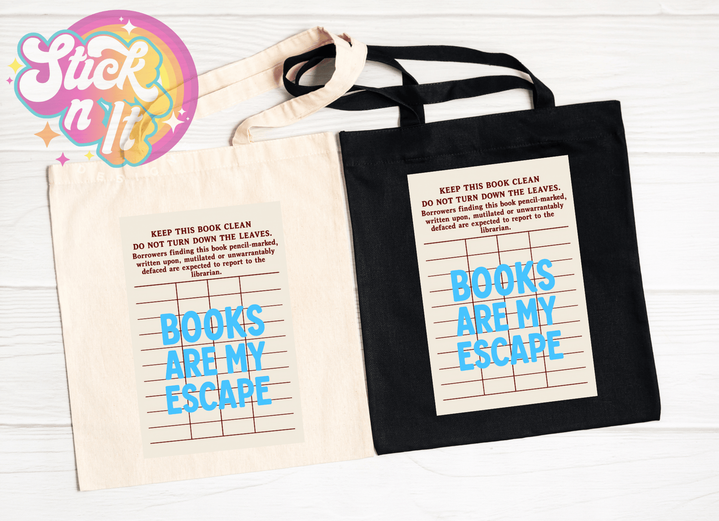 LIBRARY CARD REUSABLE TOTE BAGS - Stick N It