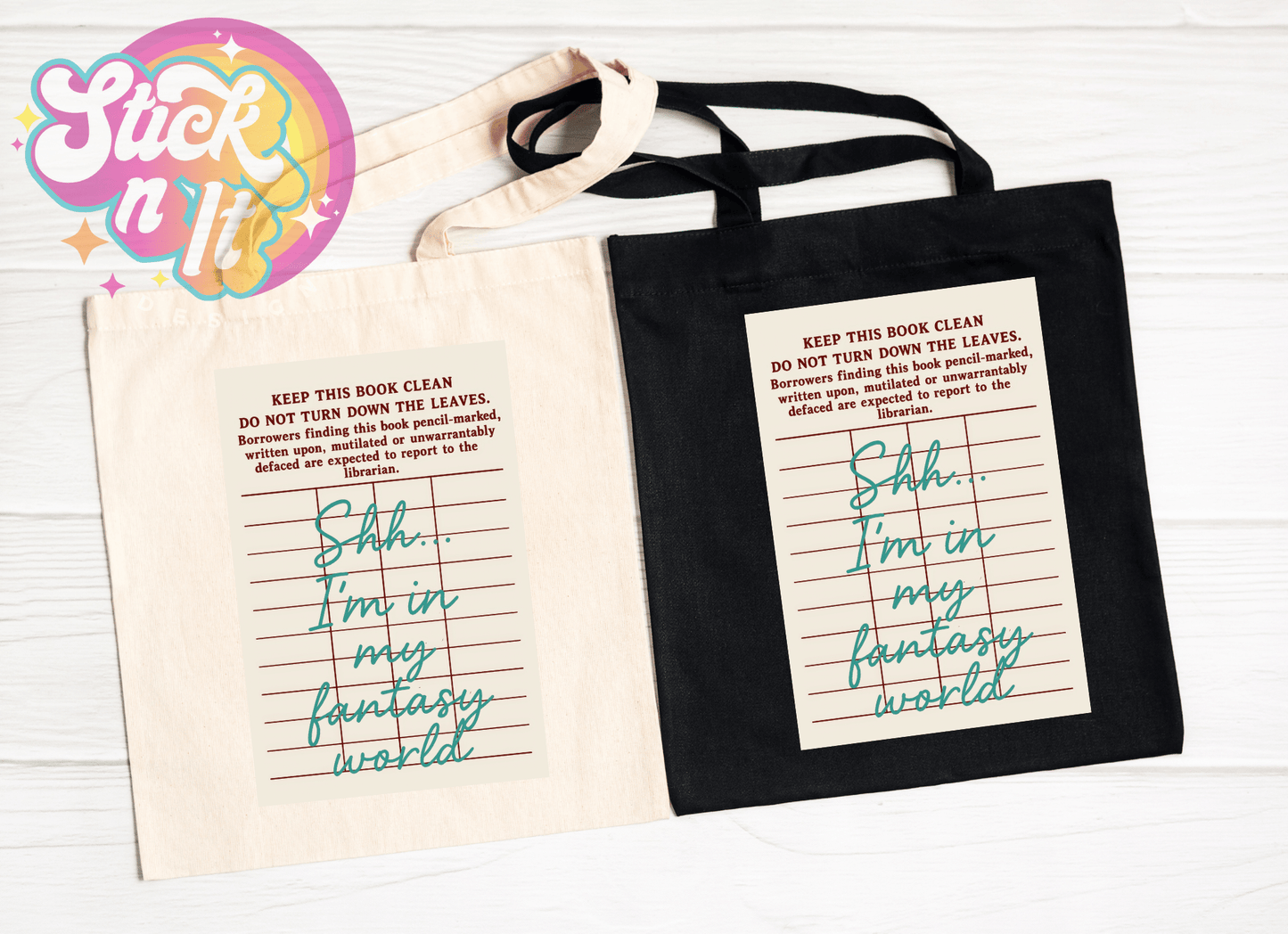 LIBRARY CARD REUSABLE TOTE BAGS - Stick N It