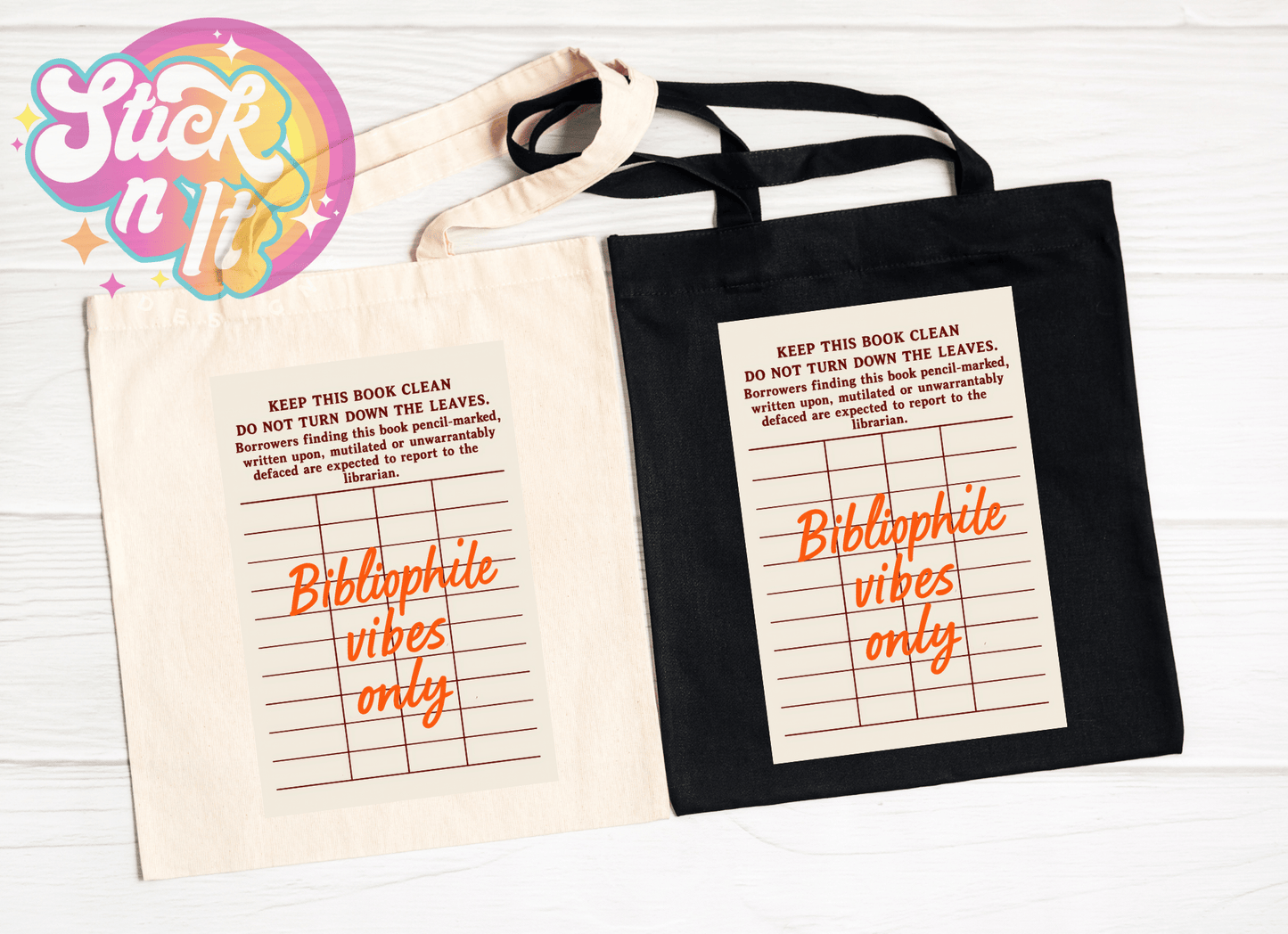 LIBRARY CARD REUSABLE TOTE BAGS - Stick N It