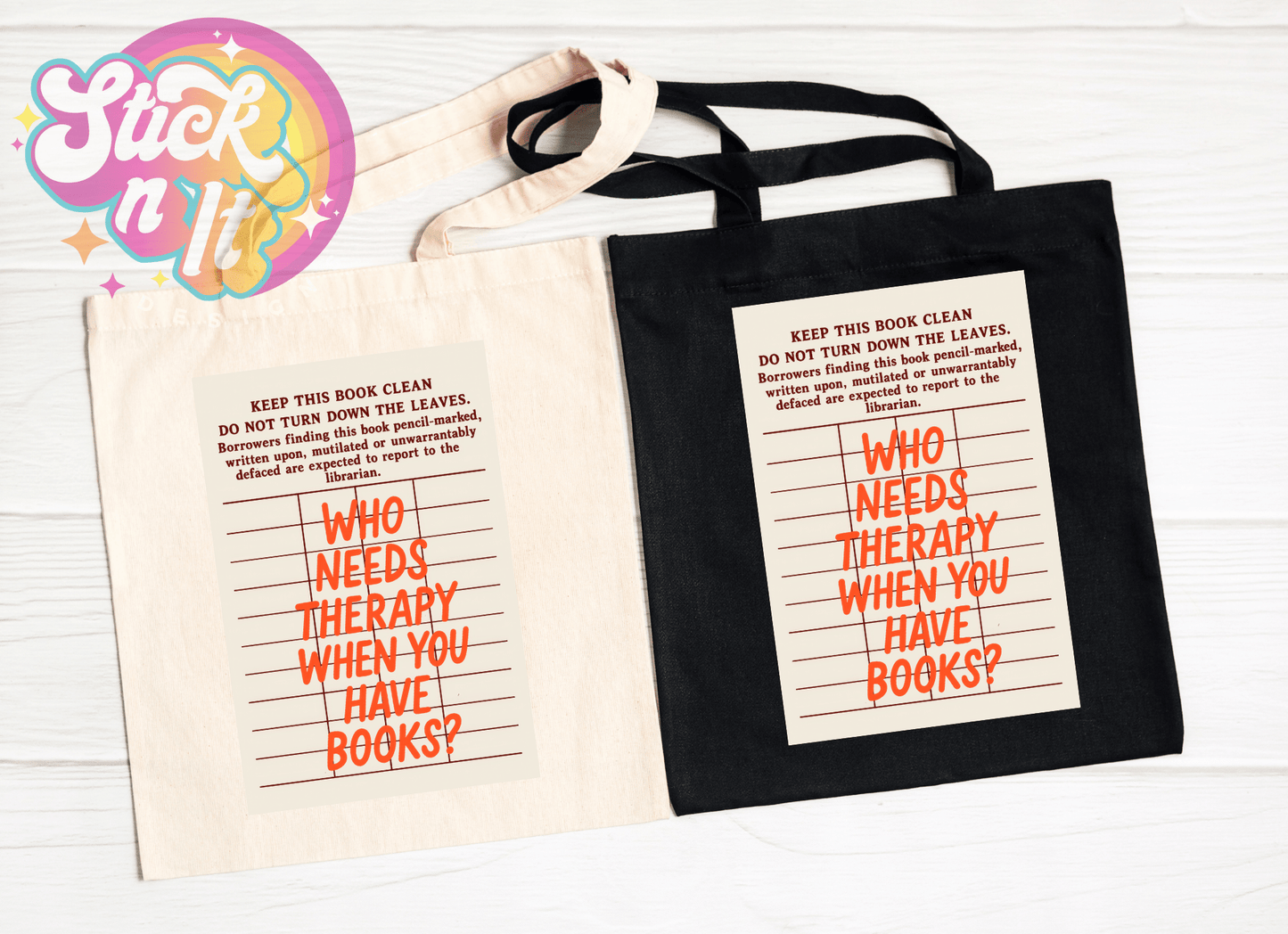 LIBRARY CARD REUSABLE TOTE BAGS - Stick N It