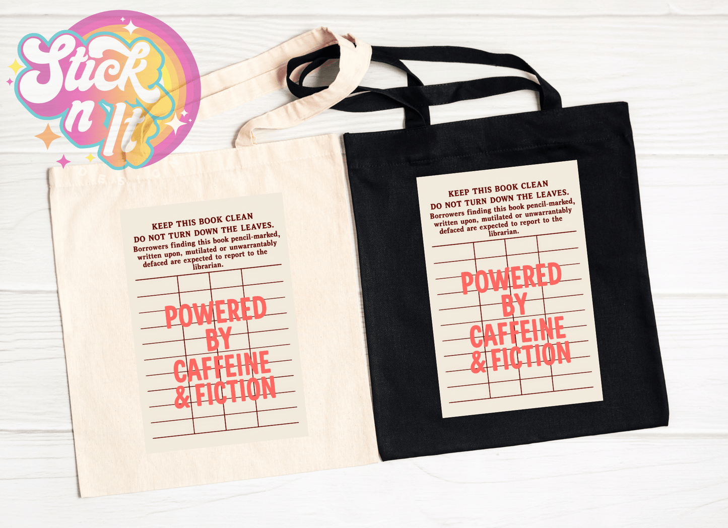 LIBRARY CARD REUSABLE TOTE BAGS - Stick N It
