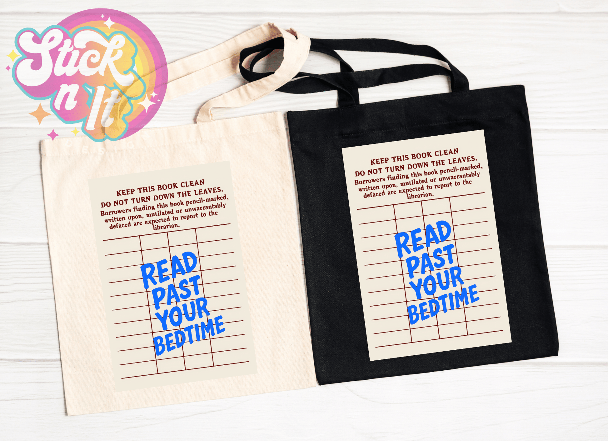 LIBRARY CARD REUSABLE TOTE BAGS - Stick N It