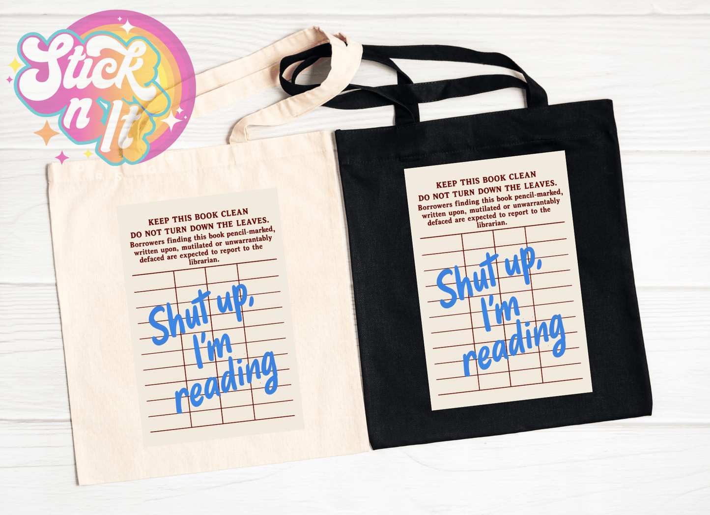 LIBRARY CARD REUSABLE TOTE BAGS - Stick N It