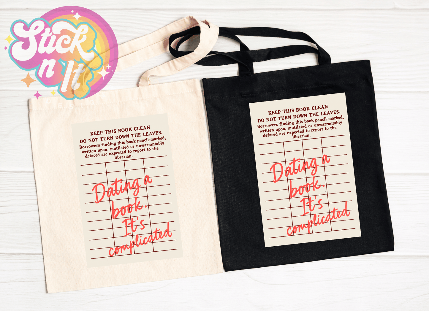 LIBRARY CARD REUSABLE TOTE BAGS - Stick N It