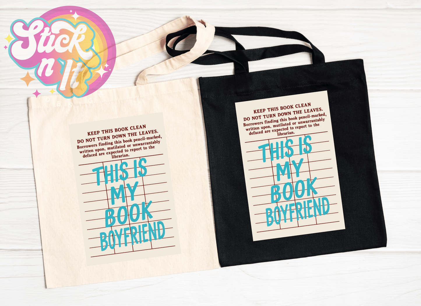 LIBRARY CARD REUSABLE TOTE BAGS - Stick N It