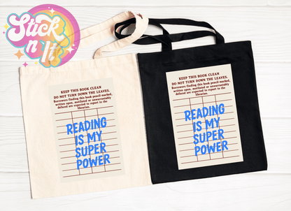 LIBRARY CARD REUSABLE TOTE BAGS - Stick N It