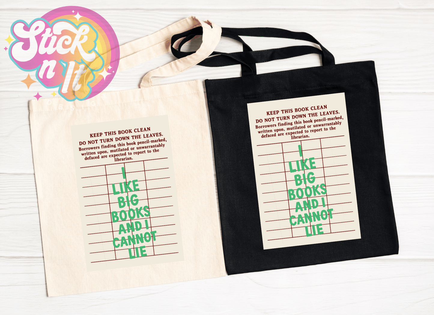 LIBRARY CARD REUSABLE TOTE BAGS - Stick N It