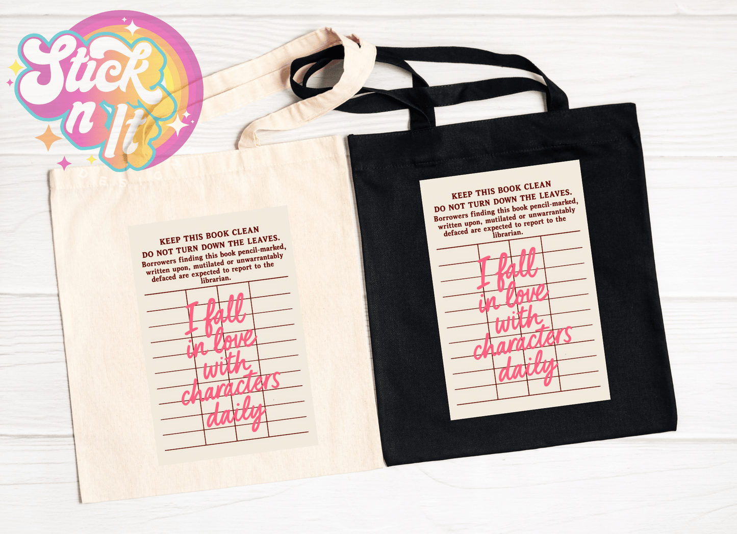 LIBRARY CARD REUSABLE TOTE BAGS - Stick N It